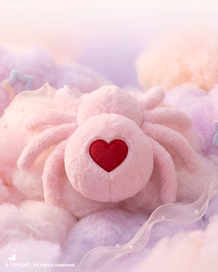 Cute 8 Inch Plush Spider Toy with Red Heart - Pink ST14126.