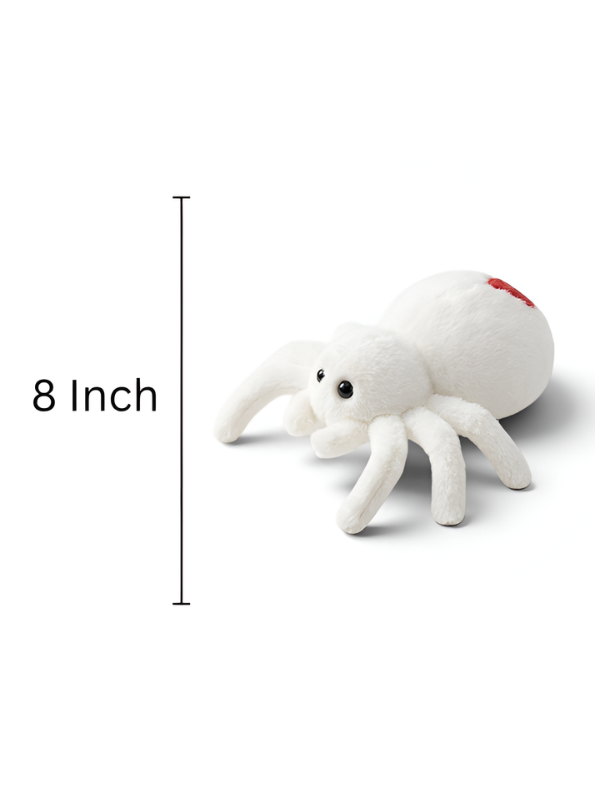 Cute 8 Inch Plush Spider Toy with Red Heart - White ST14126.