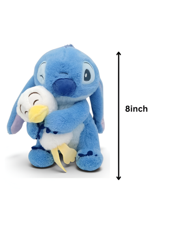 Cute Blue Stitch Plush Hugging White Duck Soft Toy 8 Inch – Ultra-Soft Cute Plushie Collectible ST15961