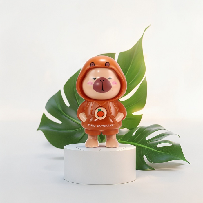 Cute Capybara Keychain - Face-Changing Figure with Hooded Design for Bags, Backpacks & Keys NOVHBC-188132.
