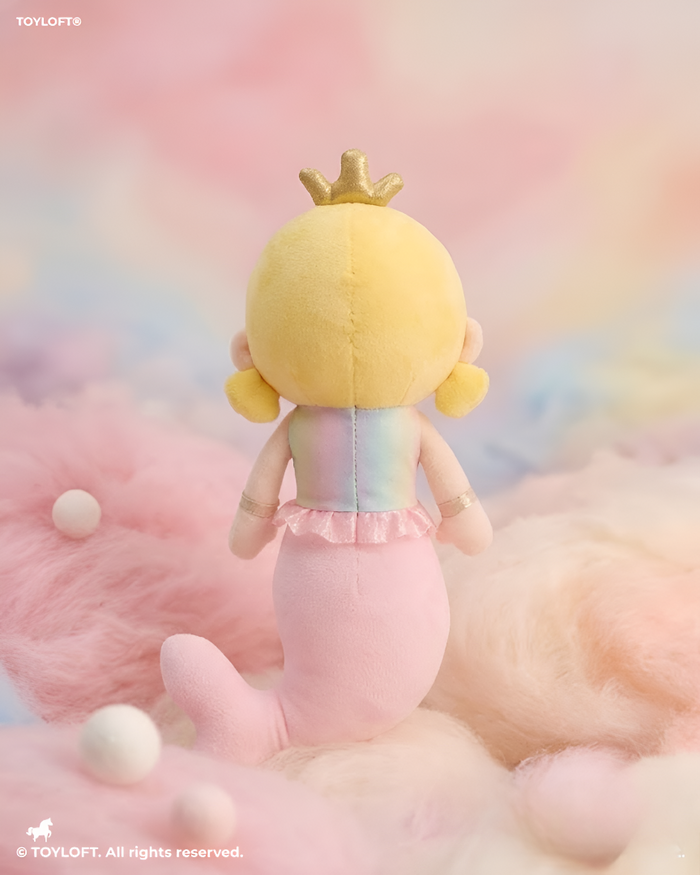 Cute Mermaid Princess Plush Doll 8-Inch– Soft Stuffed Toy with Golden Crown ST11598