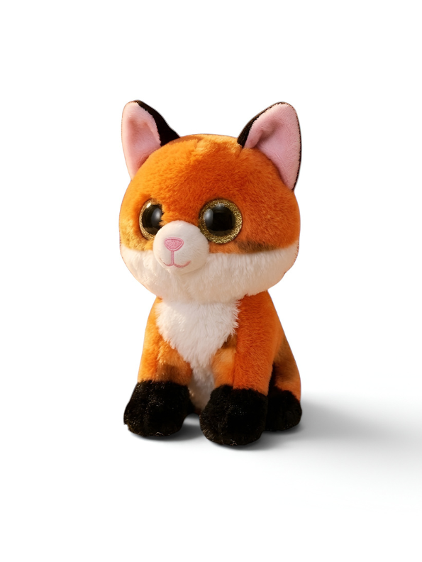 Cute Orange Fox Plush Toy 8 Inch – Soft Stuffed Animal with Sparkly Glitter Eyes ST14766.