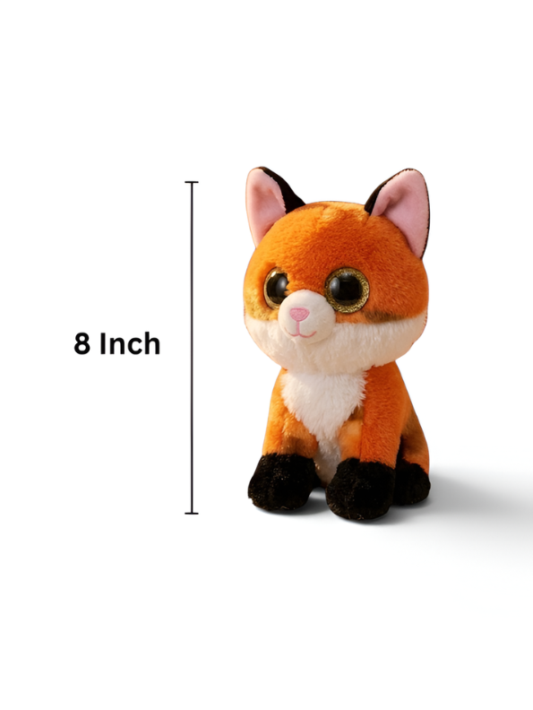 Cute Orange Fox Plush Toy 8 Inch – Soft Stuffed Animal with Sparkly Glitter Eyes ST14766.