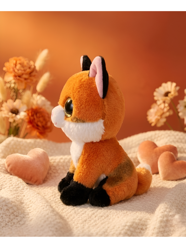 Cute Orange Fox Plush Toy 8 Inch – Soft Stuffed Animal with Sparkly Glitter Eyes ST14766.