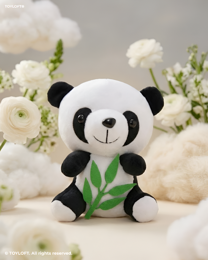 Cute Panda Plush Soft Toy with Bamboo Leaf 7 Inch – ST12515.