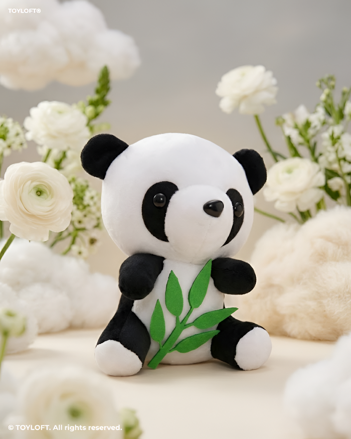 Cute Panda Plush Soft Toy with Bamboo Leaf 7 Inch – ST12515.