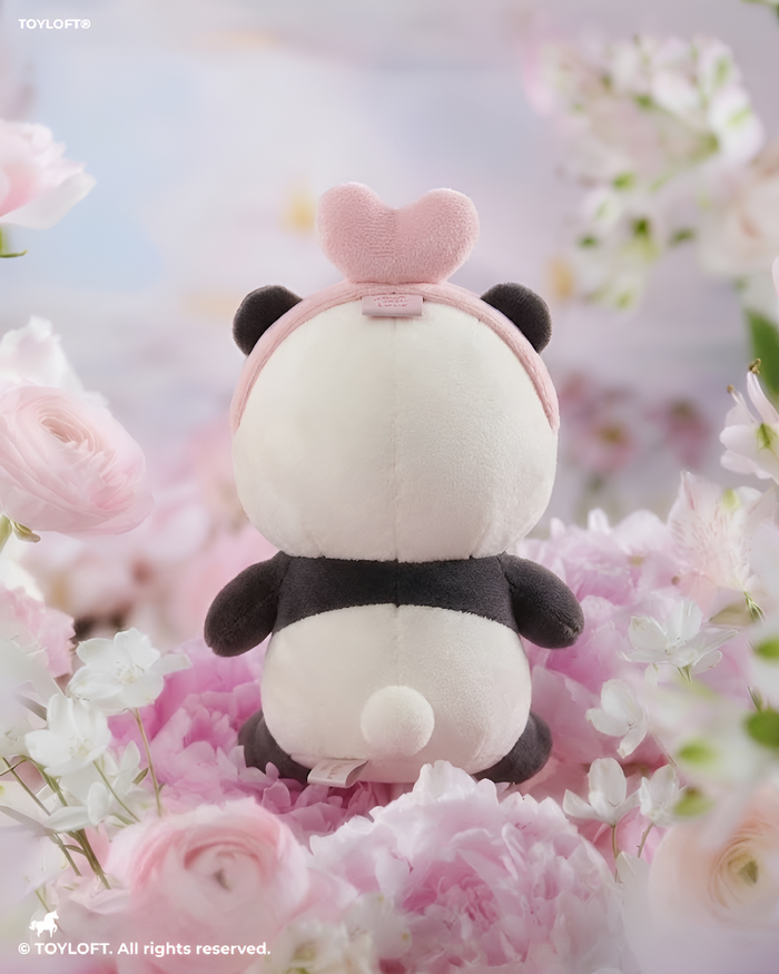 Cute Panda Plush Toy with Pink Heart Headband & Bow Tie - 8" Soft Stuffed Animal ST15762