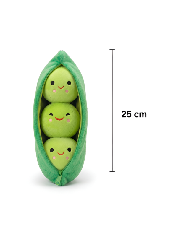 Cute Pea in a Pod Plush Toy 25cm – Soft Stuffed Vegetable Pillow with 3 Removable Peas Green ST14493.
