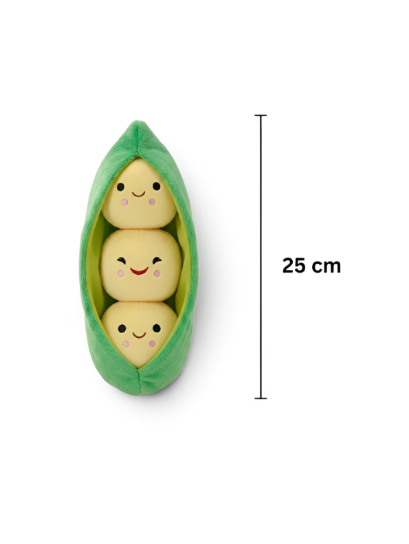 Cute Pea in a Pod Plush Toy 25cm – Soft Stuffed Vegetable Pillow with 3 Removable Peas Yellow ST14493.