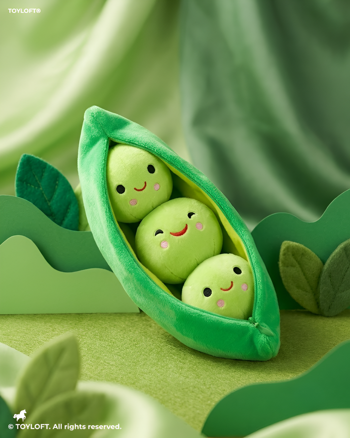 Cute Pea in a Pod Plush Toy 25cm – Soft Stuffed Vegetable Pillow with 3 Removable Peas Green ST14493.