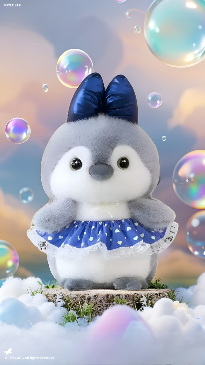 Cute Penguin Plush Toy 8-Inch with Blue Bow and Skirt | Soft Stuffed Animal Doll for Girls and Kids Gifting ST16462