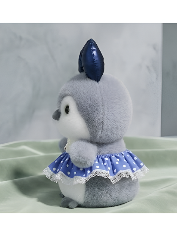 Cute Penguin Plush Toy 8-Inch with Blue Bow and Skirt | Soft Stuffed Animal Doll for Girls and Kids Gifting ST16462