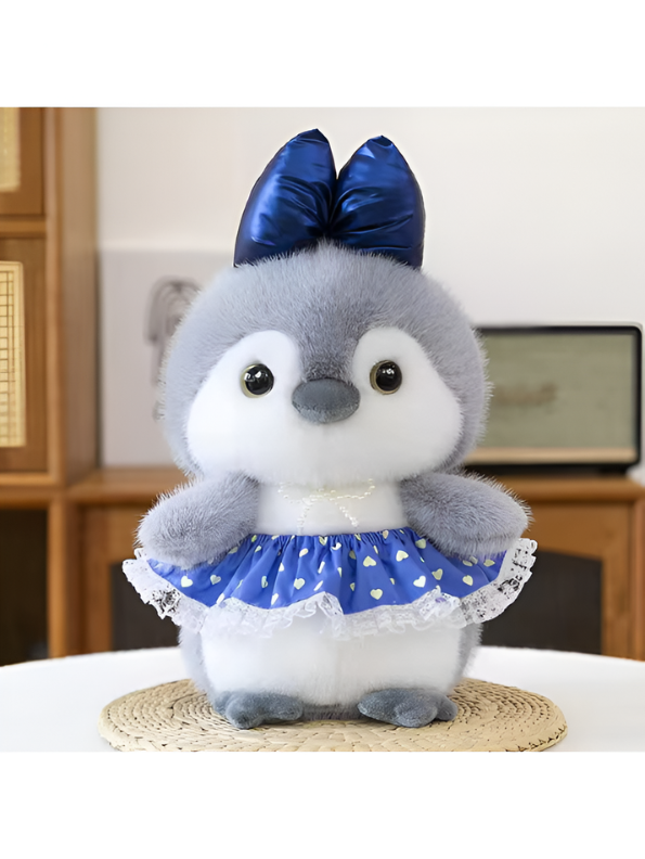 Cute Penguin Plush Toy 8-Inch with Blue Bow and Skirt | Soft Stuffed Animal Doll for Girls and Kids Gifting ST16462