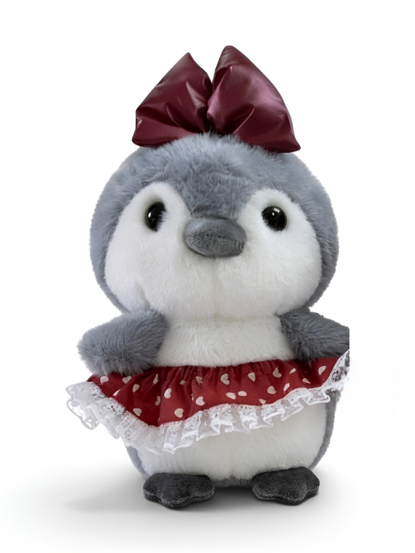 Cute Penguin Plush Toy 8-Inch with Red Bow and Skirt | Soft Stuffed Animal Doll for Girls and Kids Gifting ST16462