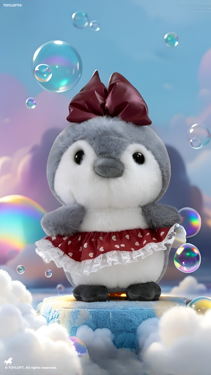 Cute Penguin Plush Toy 8-Inch with Red Bow and Skirt | Soft Stuffed Animal Doll for Girls and Kids Gifting ST16462