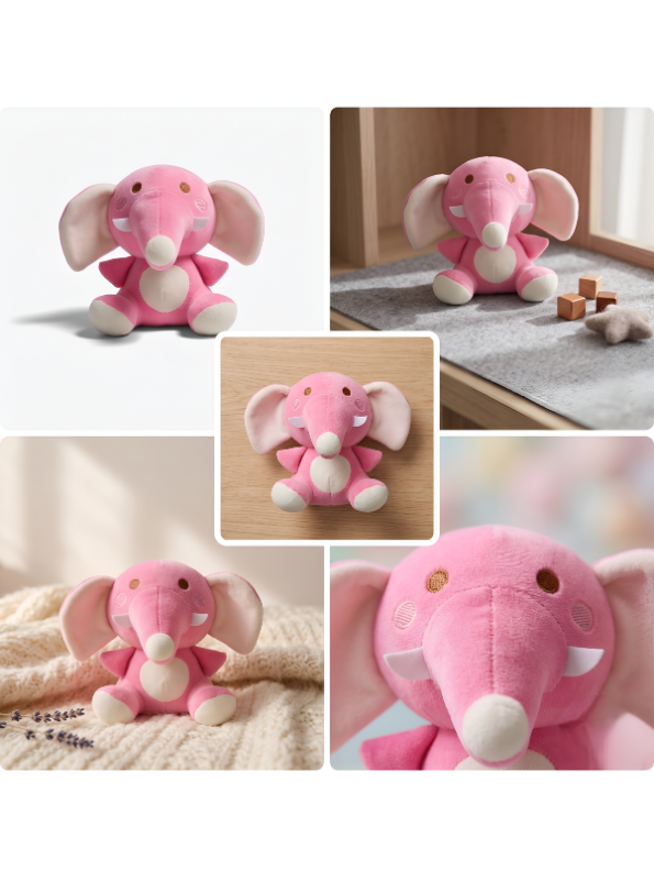 Cute Pink Elephant Plushie - 7-Inch Premium Soft Stuffed Animal Toy for Kids ST16476