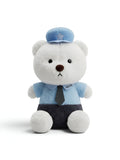 Cute Police Teddy Bear Plush Toy, 8-Inch Soft White Stuffed Animal Cop with Blue Uniform, Tie, and Hat for Kids ST13210
