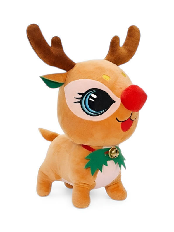 Cute  Red Nose Reindeer Plush Toy – 8-Inch Soft & Cuddly Christmas Deer Stuffed Animal for Kids & Toddlers ST14116