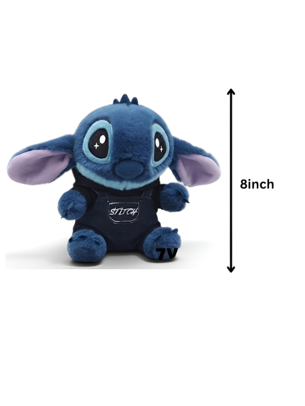 Cute Stitch Soft Plushie Wearing Denim Dungarees 8-Inch– Collectible Stuffed Animal Plush Toy ST15957