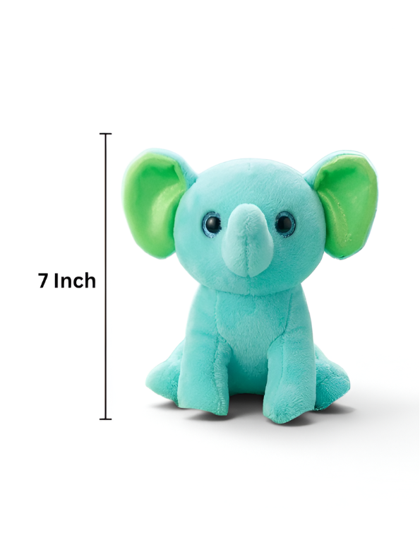 Cute Teal Elephant Soft Toy – 7 Inch Plush Stuffed Animal Turquoise ST11907.