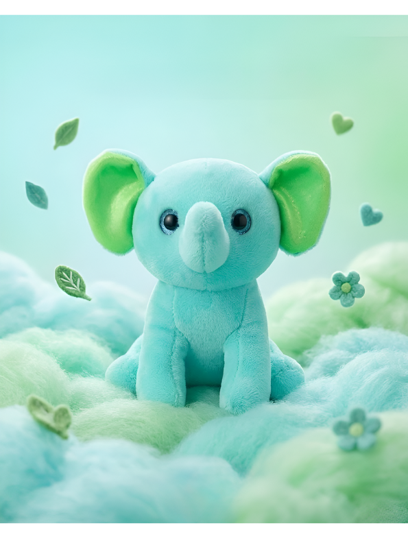 Cute Teal Elephant Soft Toy – 7 Inch Plush Stuffed Animal Turquoise ST11907.