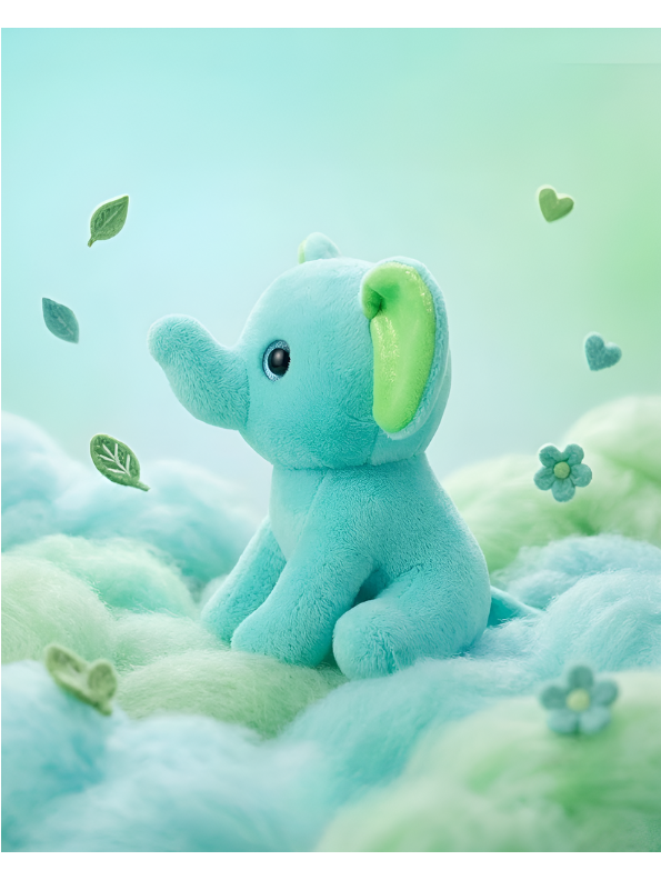 Cute Teal Elephant Soft Toy – 7 Inch Plush Stuffed Animal Turquoise ST11907.