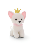 Cute White Puppy Soft Toy with Gold Crown & Pink Rruff – 8-Inch Stuffed Animal Plushie for Kids and Girls ST11091