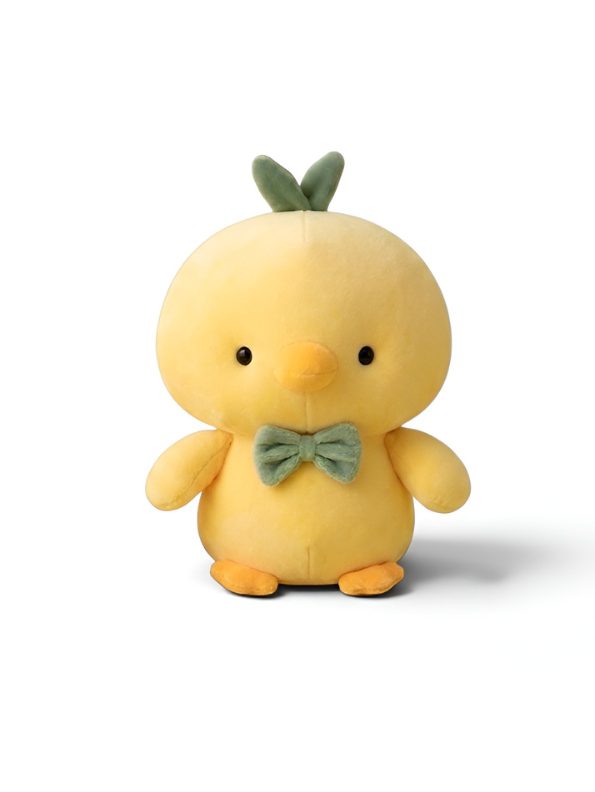 Cute Yellow Chick Plush Toy 8 Inch – Soft Duckling Stuffed Animal with Green Bow Tie ST15763.