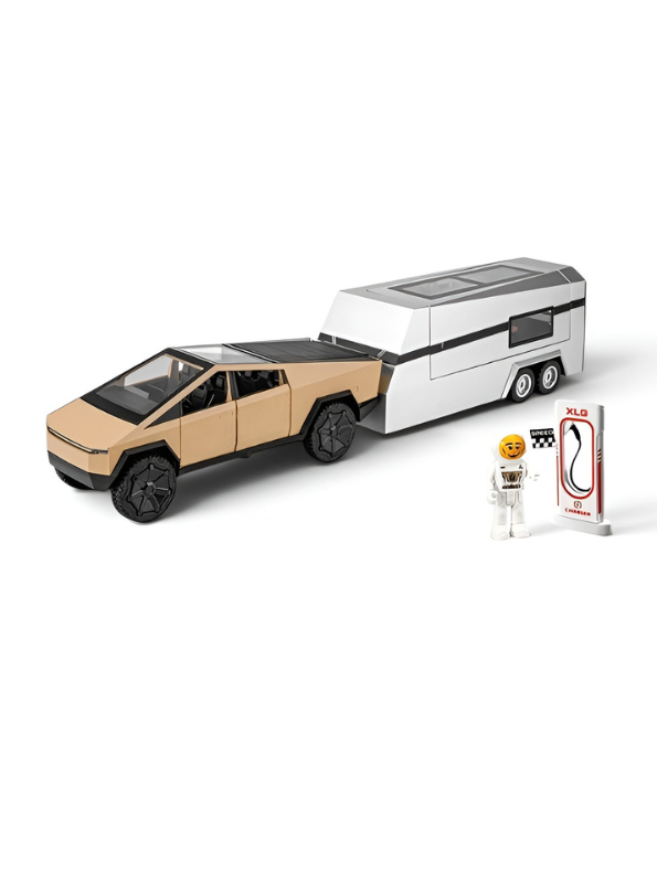 Cybertruck Diecast Car 1:32 Scale with Detachable Camper Trailer & Charging Station Gold TV5518.