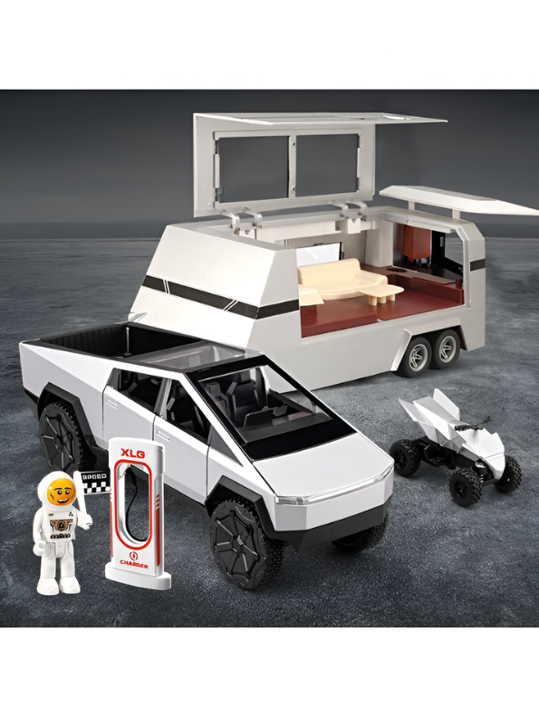 Cybertruck Diecast Car 1:32 Scale with Detachable Camper Trailer & Charging Station Gold TV5518.