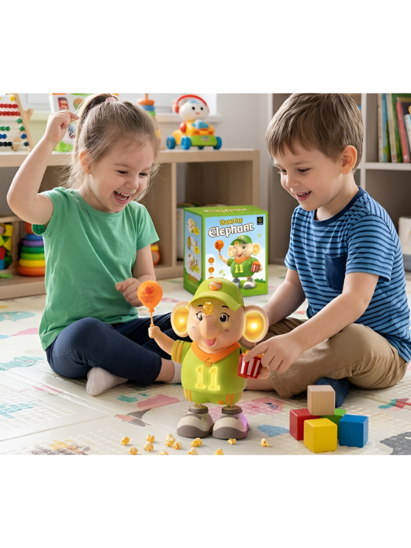 Dancing Elephant Toy with LED Lights and Music, 2-Gear Adjustable Interactive Crawling & Walking Animal Toy TV7369