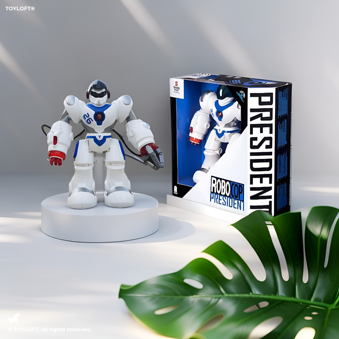 Dancing Hero President Robot Toy With Music & 3D Lights - White (MS-M-27)