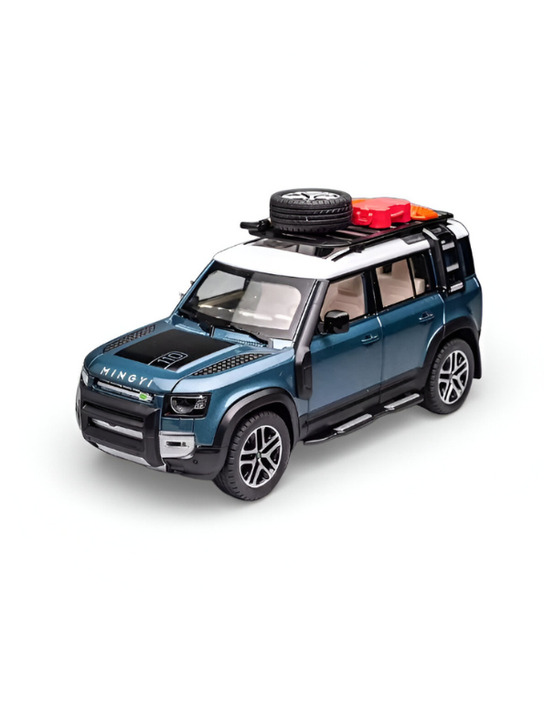 Defender Diecast Car 1:22 Scale with Roof Rack Accessories – Detailed Metal Model SUV Blue TV139.