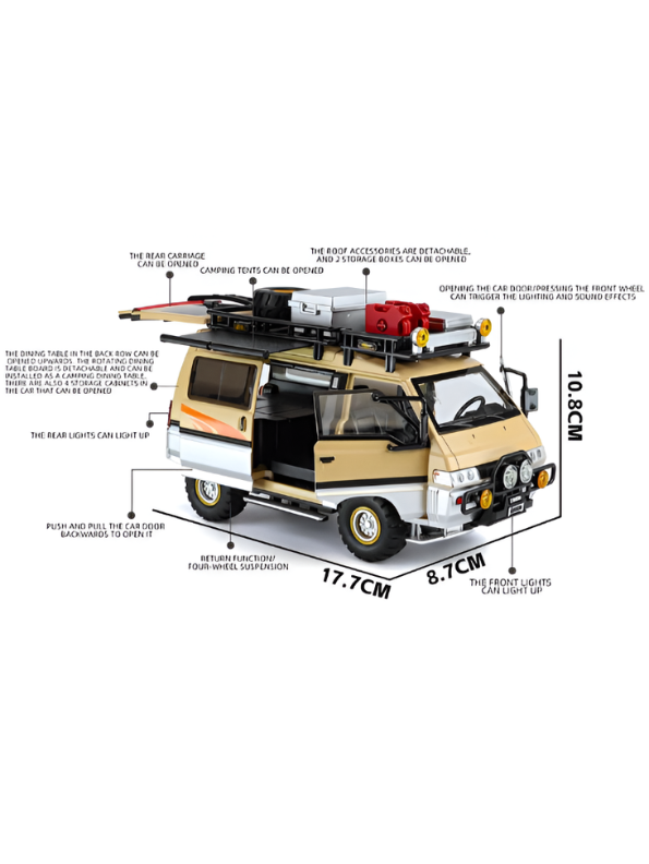 Delica Diecast Alloy Camper Van 1:24 Scale – Off-Road Camping Cross-Country Miniature LMI16795