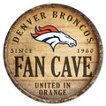Denver Broncos Sign Wood 14 Inch Round Barrel Top Design-0