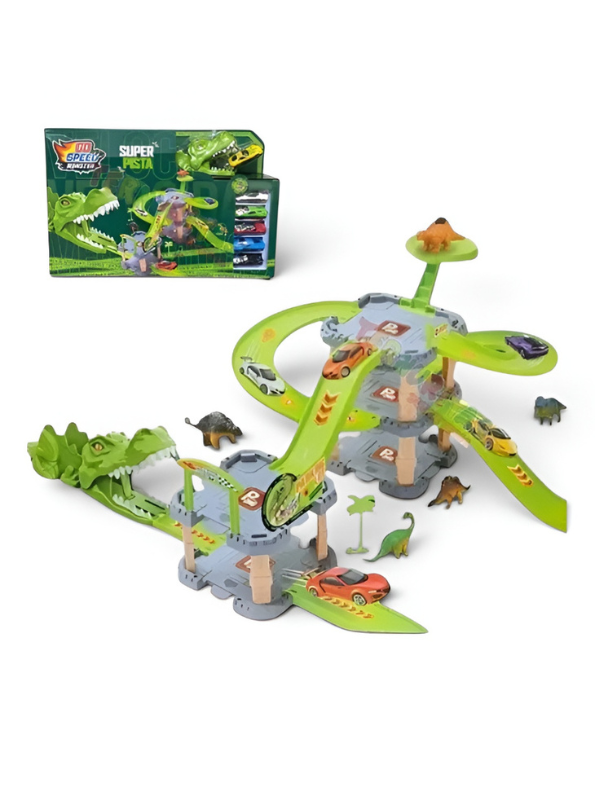 Dinosaur Race Track Toy Set with Parking Garage & Launcher TV2074.