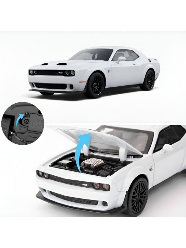 Dodge Challenger SRT Hellcat Widebody 1:32 Scale White Alloy Model Car with Acrylic Display Box MD29