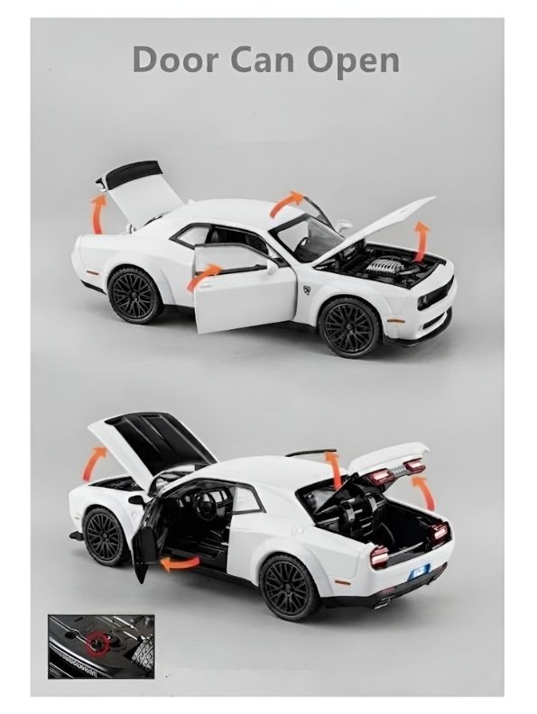 Dodge Challenger SRT Hellcat Widebody 1:32 Scale White Alloy Model Car with Acrylic Display Box MD29