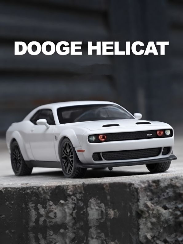 Dodge Challenger SRT Hellcat Widebody 1:32 Scale White Alloy Model Car with Acrylic Display Box MD29