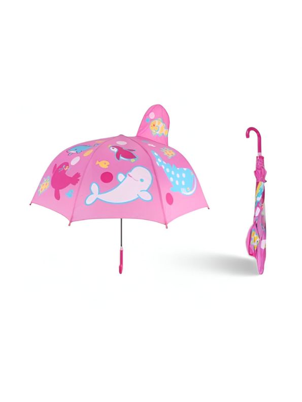 Dolphin Print Umbrella - 47 cm Lightweight Rain Umbrella for Girls & Boys NOV9696.
