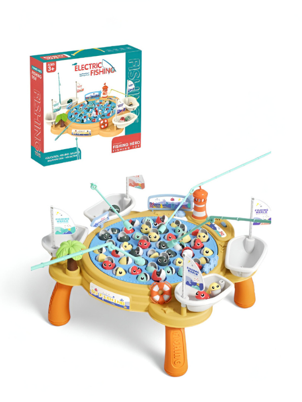 Electric Fishing Game Table with Legs, Rotating Board & Music for Kids Ages 3+ LMI15668