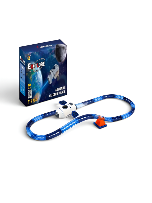 Electric Space Shuttle Electric DIY Train Track Playset with Mist Spray MD224.