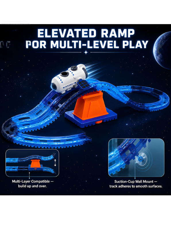 Electric Space Shuttle Electric DIY Train Track Playset with Mist Spray MD224.