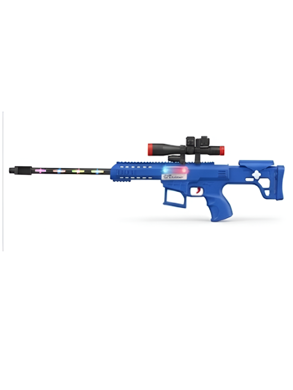 Electronic Toy Sniper Blue 63cm Rifle with Lights, Sound & Telescopic Action MD613