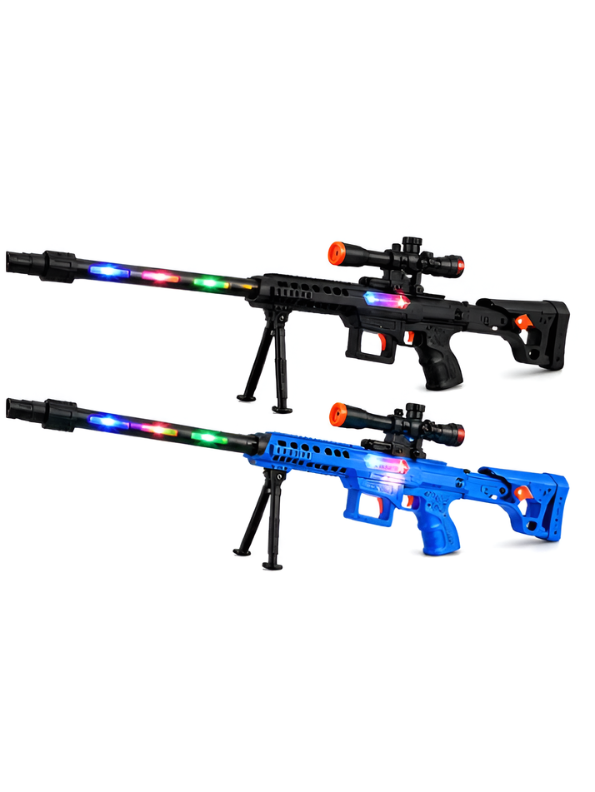 Electronic Toy Sniper Blue 63cm Rifle with Lights, Sound & Telescopic Action MD613