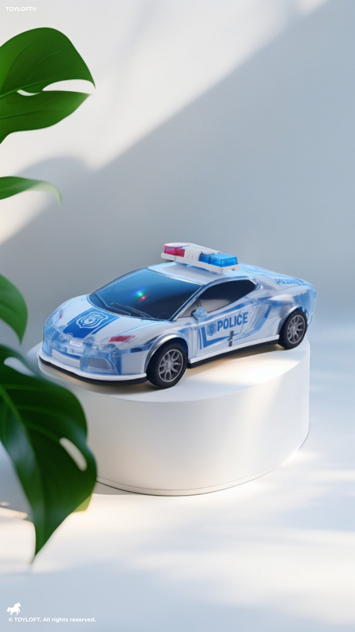 Electronic Transparent Police Car Toy for Kids – LED Lights & Sound Effects
