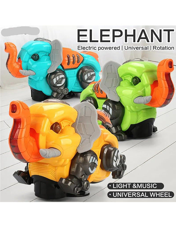 Elephant Musical Toy Light, Music, 360° Rotation - Green (L-1) - Toyloft