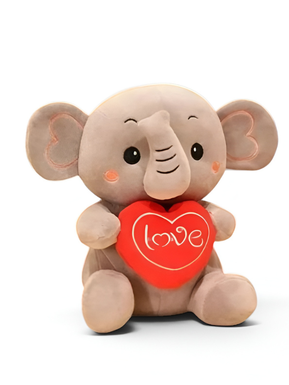Elephant Plush Toy with Red Love Heart – Adorable 10 Inch Soft Stuffed Animal for Kids & Adults Gifting ST15754
