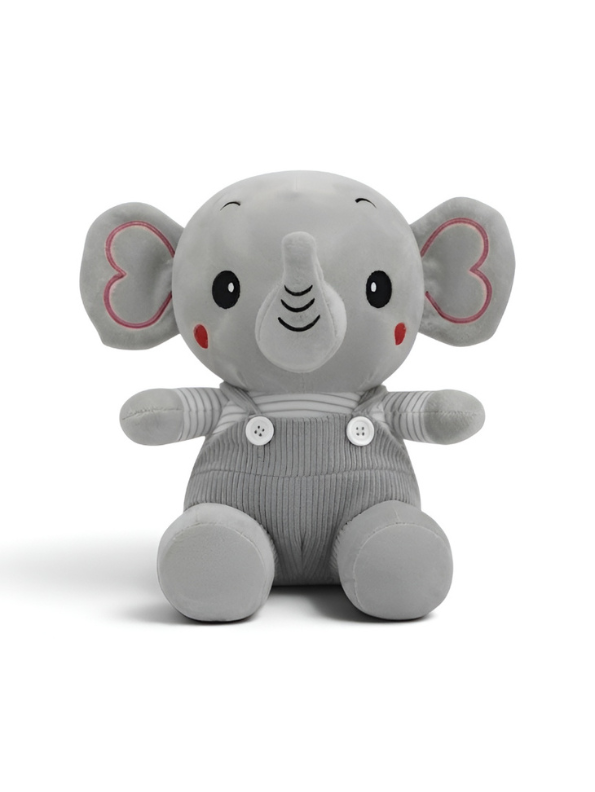 Elephant Stuffed Animal Plush with Overalls – 10" Grey Kids Cuddle Soft Toy ST14009