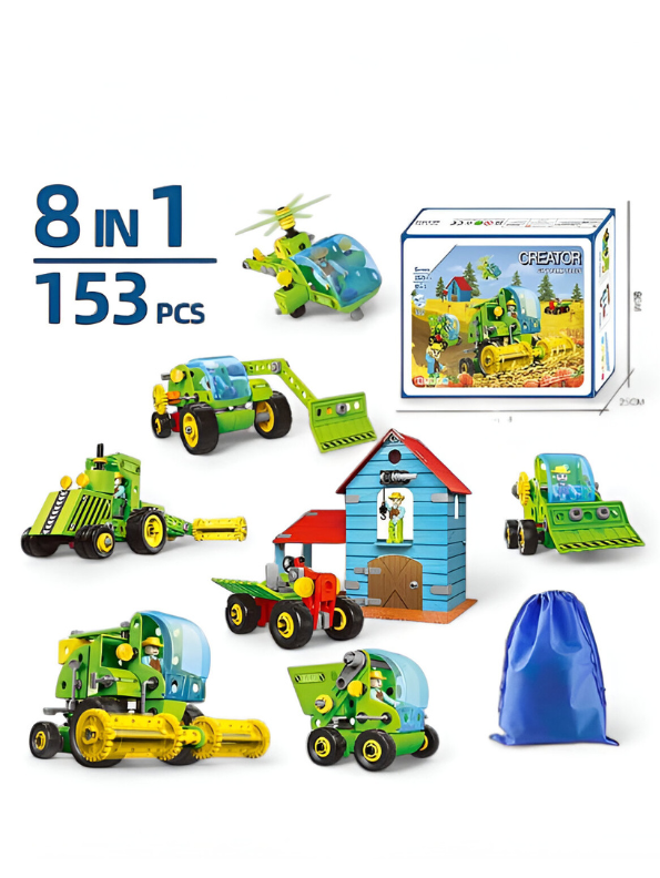 Farm Vehicles Toy Set 8-in-1 For Kids - Durable Farming Playset with Trucks & Tractors NX12461